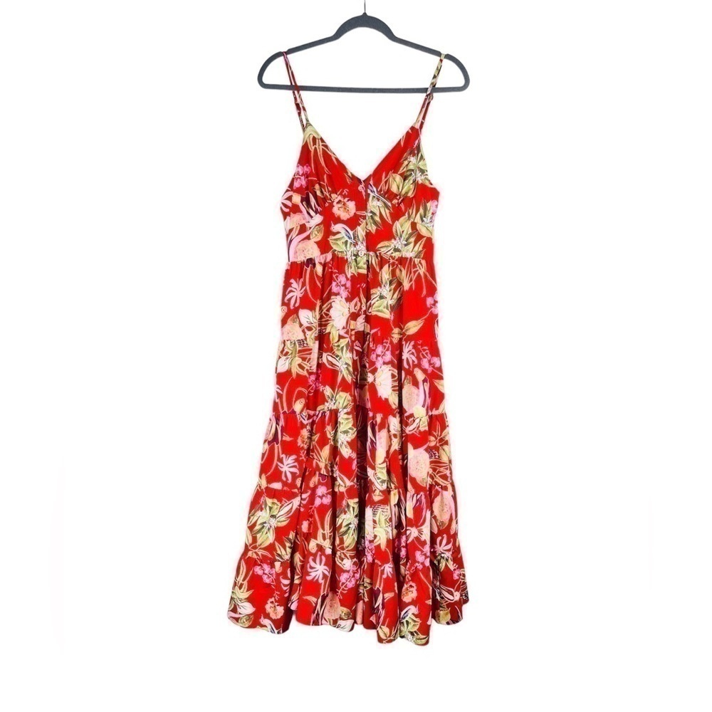 NWOT Beulah Floral Tropical Birds Red Maxi Dress Size Small
